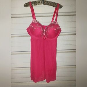 Plus Size 1X Vintage Torrid Pink Babydoll Embroidered floral lingerie women's